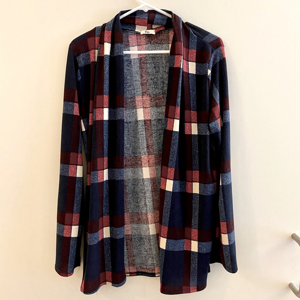 Lightweight Plaid Cardigan